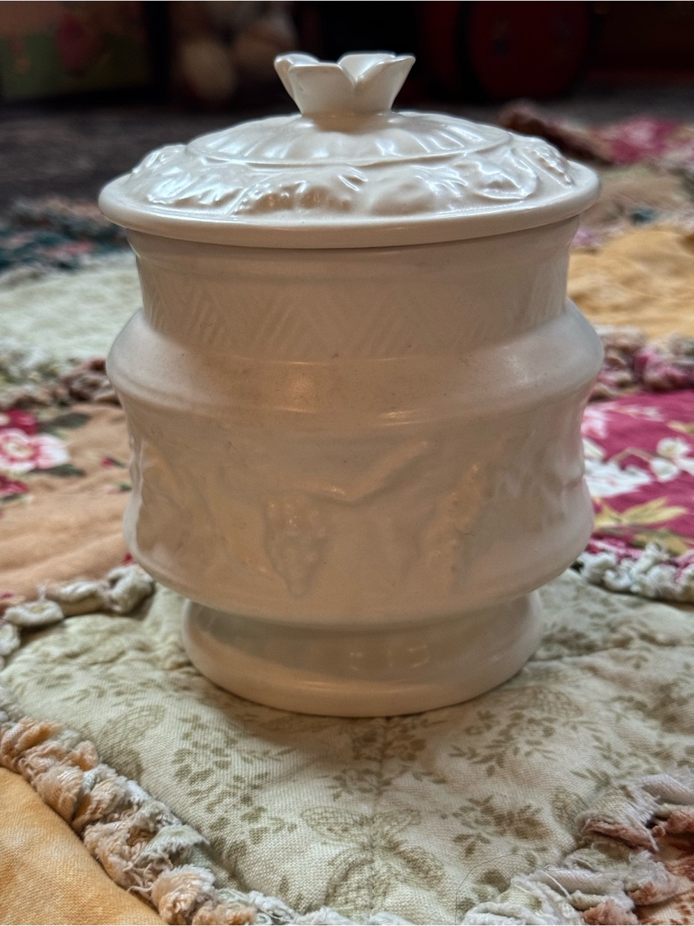 Vintage White Ceramic Lidded Jar